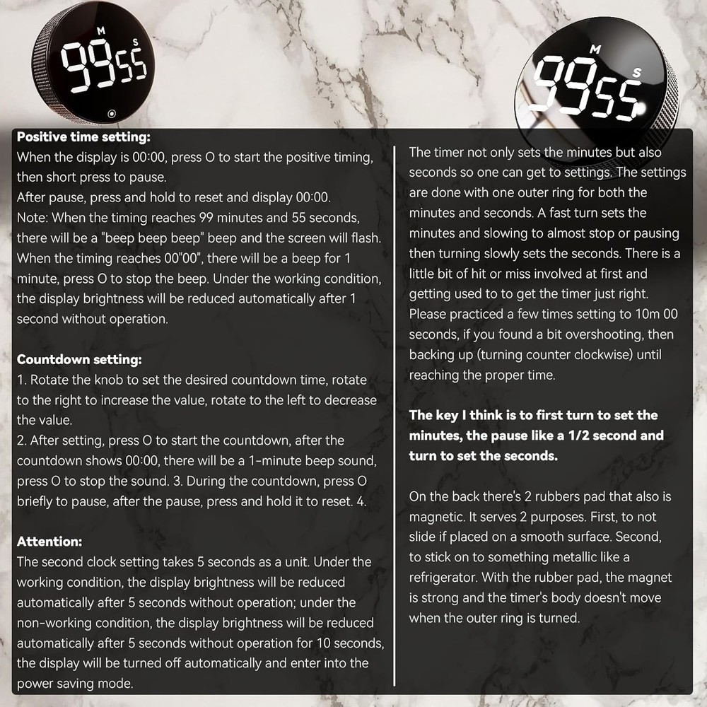 Digital Kitchen Timer Magnetic - Large LED Visual Countdown for Cooking Lab