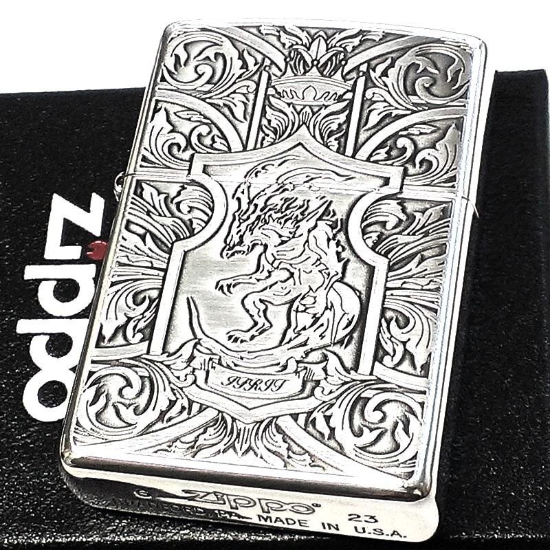 Zippo Ifrit Crest Silver Ibushi Etching Double Sided Processing Lighter Japan