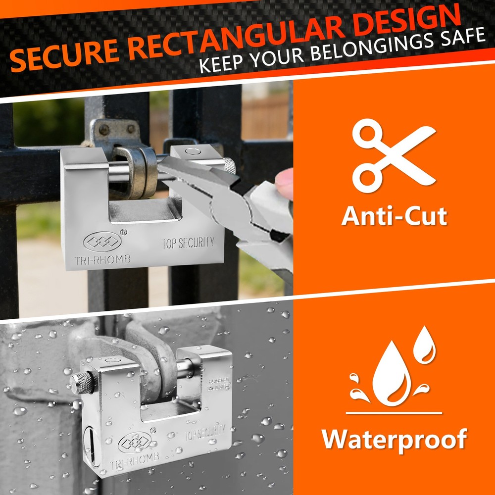 Durable D-Shaped Heavy Duty High Security Padlock 94mm with 5 Key Storage Safe