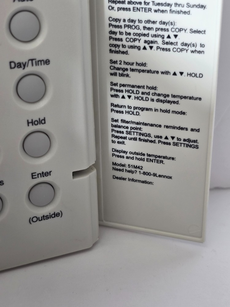 Lennox Digital Programmable Thermostat Model 51M42