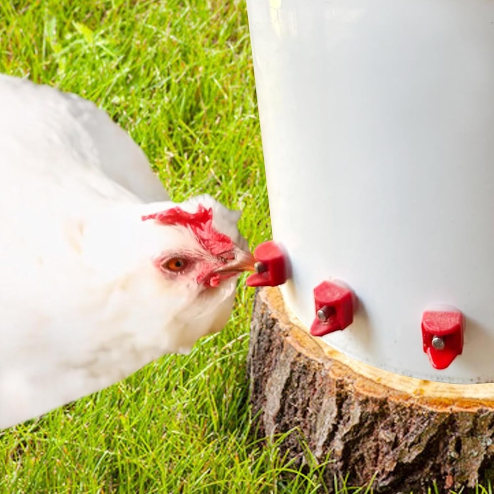 Automatic Poultry Waterer Kit - 10 Horizontal Chicken Water Nipples & Drill Bit