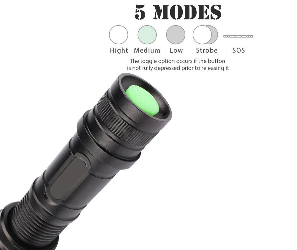 Metal LED Flashlight Torch 1165 With Adjustable Focus Zoom + Battery