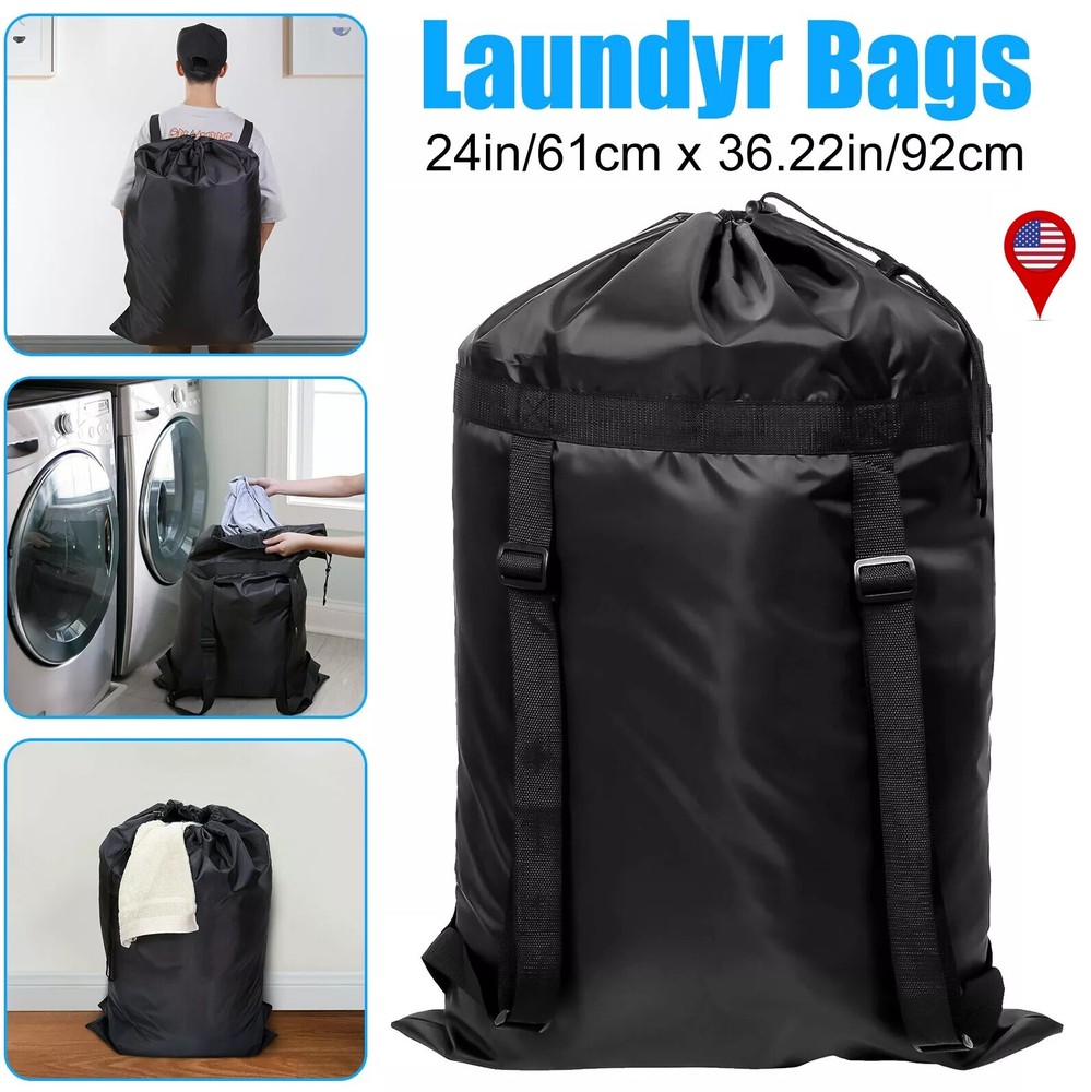Large Laundry Backpack Bag Luggage Storage Shoulder Strap Heavy Duty Drawstring