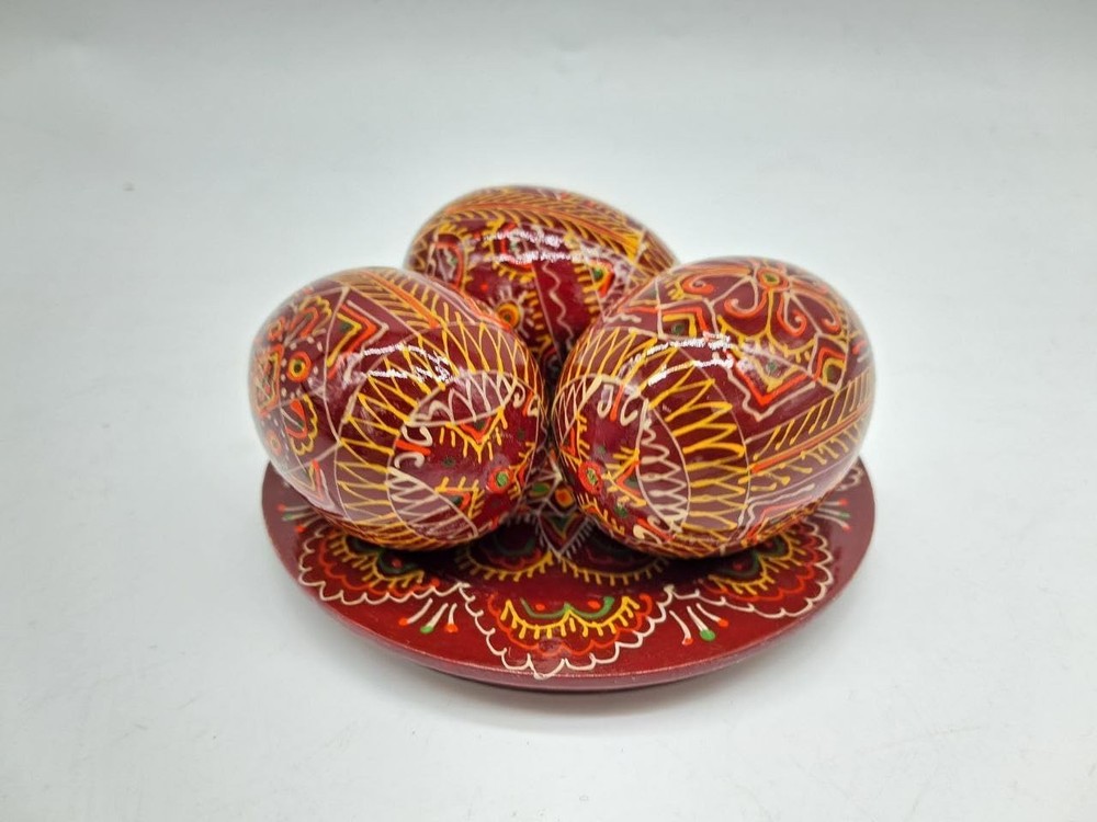 LOVARE Hand Painted Wooden Ukrainian Easter Eggs 2,5’’ Pysanky Mini Easter E