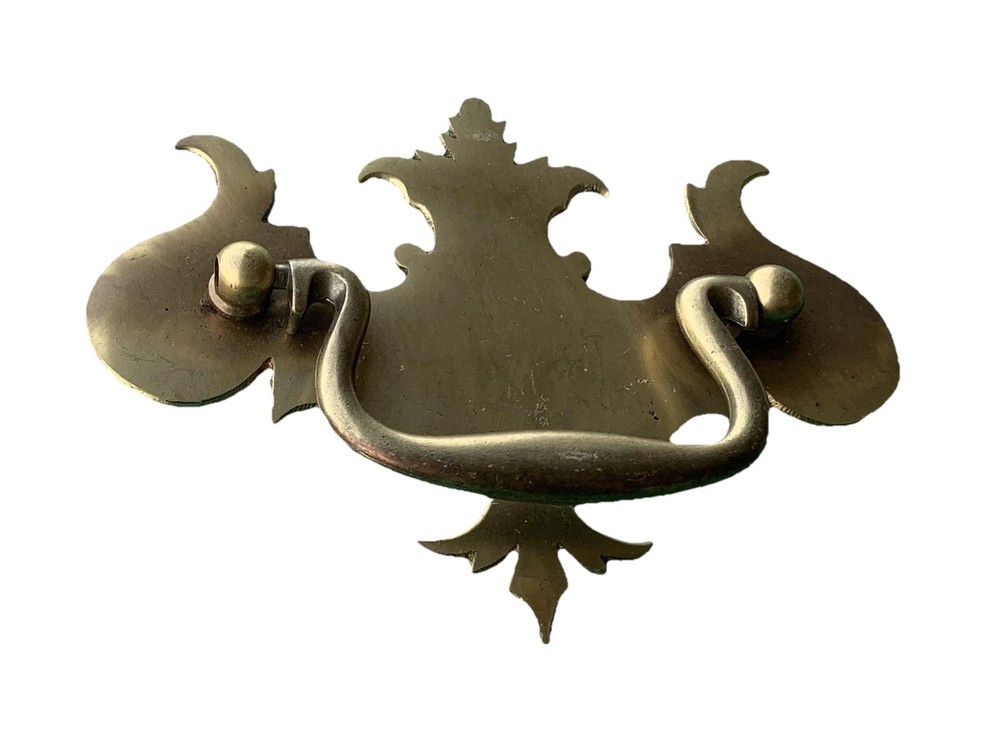 RARE Antique Hardware Brass Colonial Chippendale Batwing Drawer Pull 3”centers