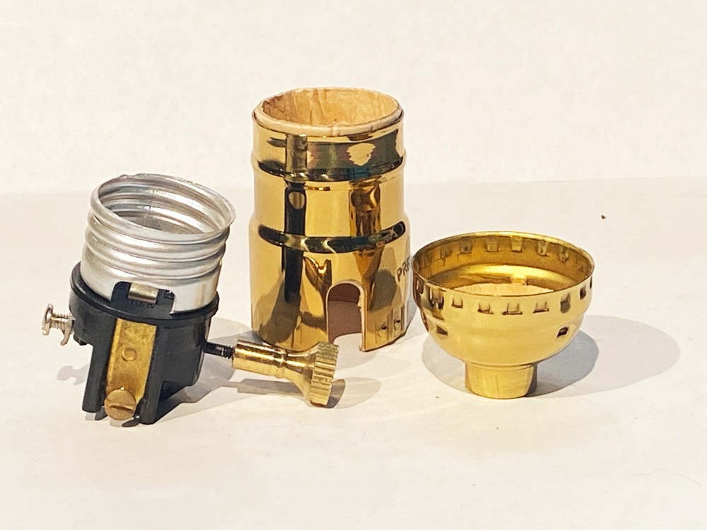 OLD STOCK INDUSTRIAL STYLE SOLID BRASS TURN KNOB 2 WAY MEDIUM BASE LAMP SOCKET