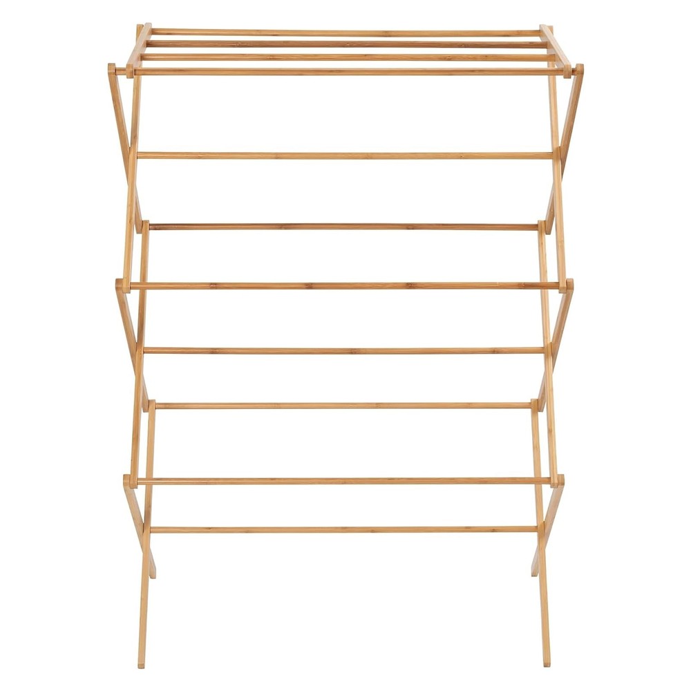 Collapsible Bamboo Drying Rack – Foldable Laundry Drying Stand for Indoor/Out...