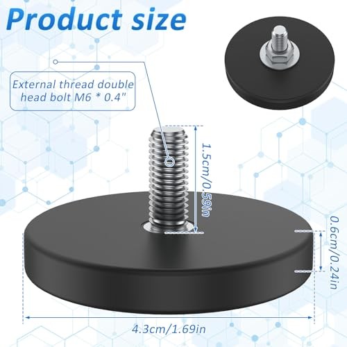 Rubber Coated Magnets with Thread Stud for Mounting