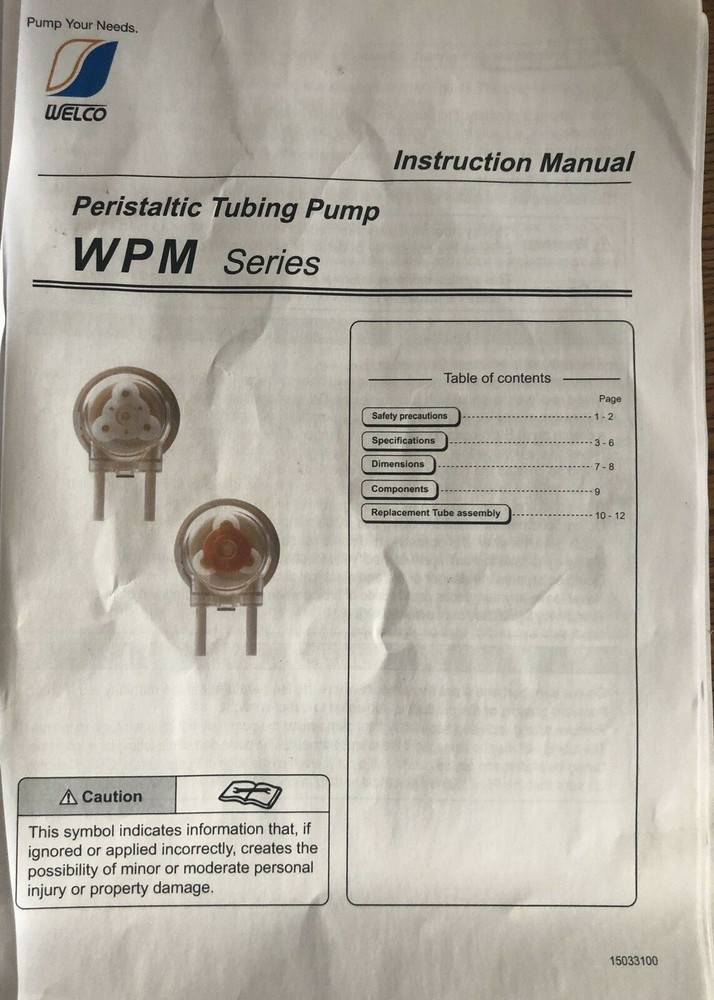 WELCO Model: WPM1 P2BB-GP - Peristaltic Pump DC12V - SEE DESCRIPTION