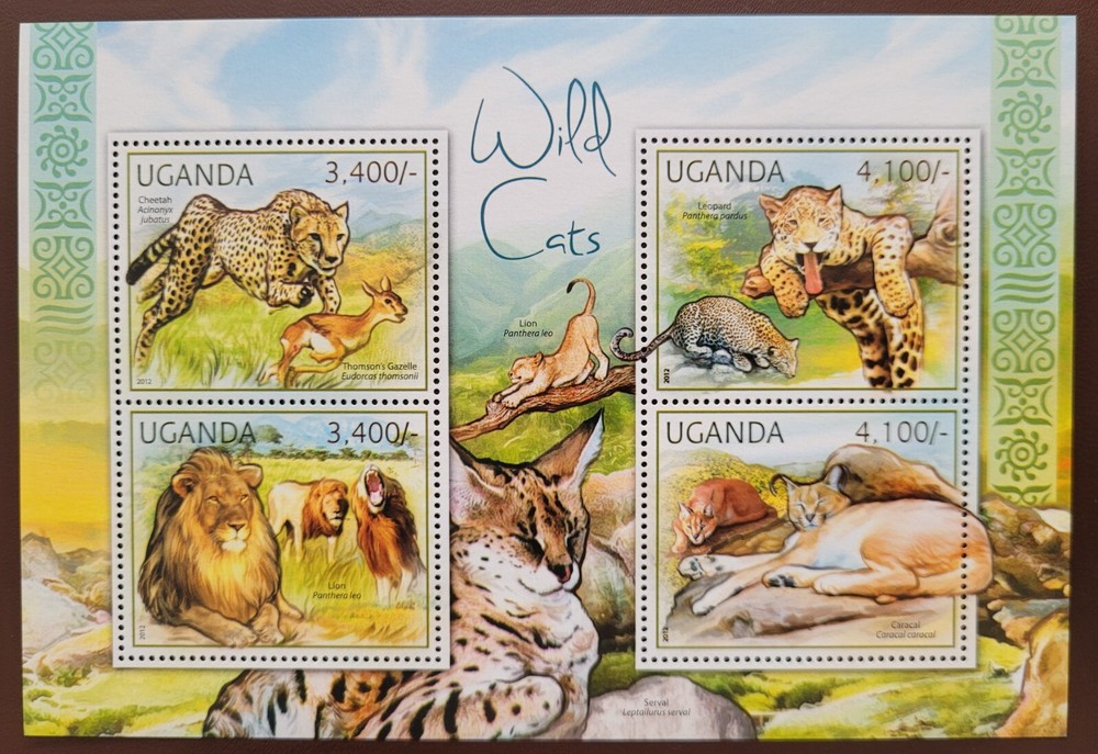 Uganda 2012 / Fauna - Wild Cats  / 4v ms