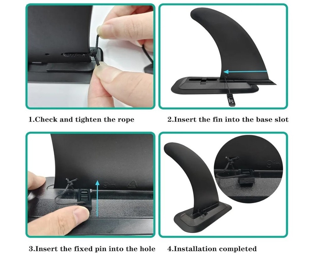 9-Inch Paddle Board Fin Replacement Universal Black