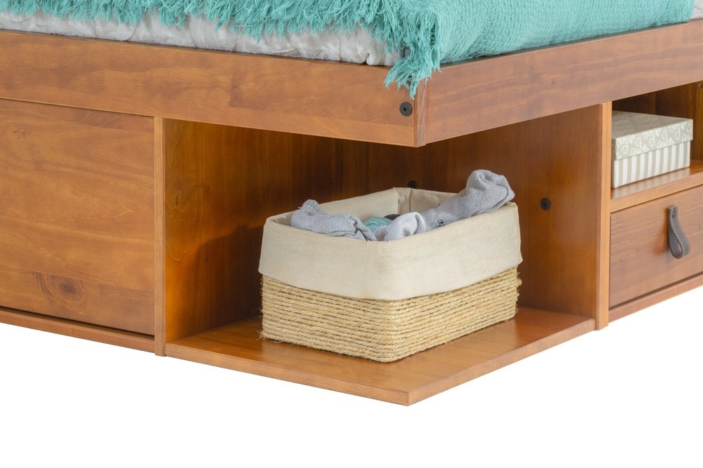 Memomad Bali Bed - King Size Storage Platform Bed Frame with Drawers (Oak)