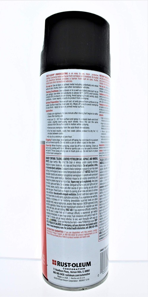 Rust-Oleum 248657 Rubberized Undercoating Spray 15 Oz Black (2 Pack)