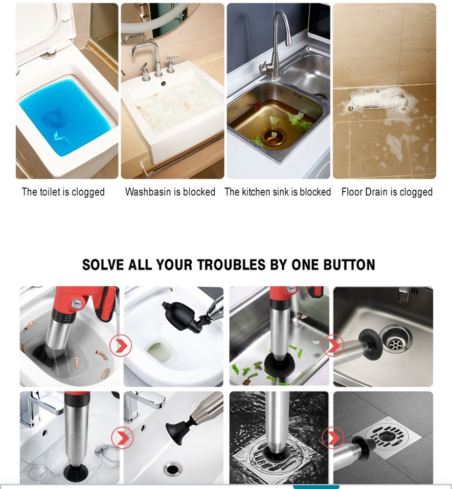 Electric Toilet Plunger，Drain Clog Remover Tools