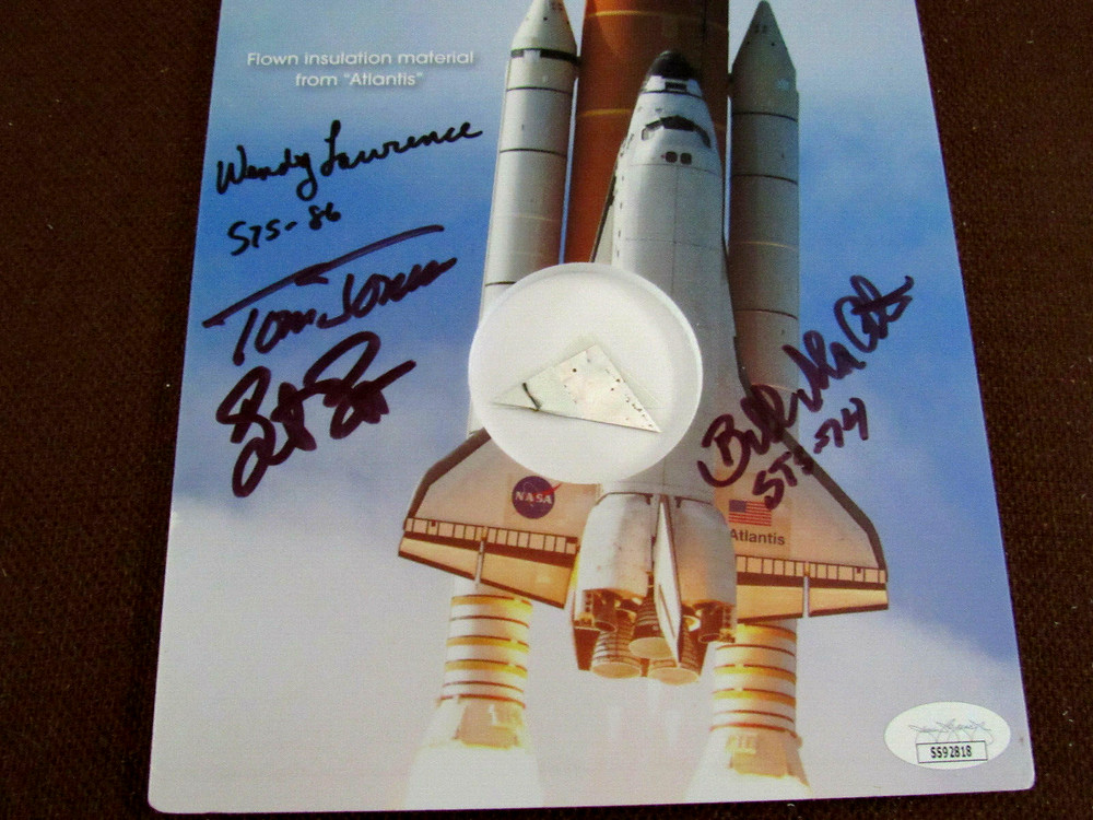 SPACE SHUTTLE ATLANTIS NASA ASTRONAUTS SIGNED AUTO FLOWN INSULATION MATERIAL JSA