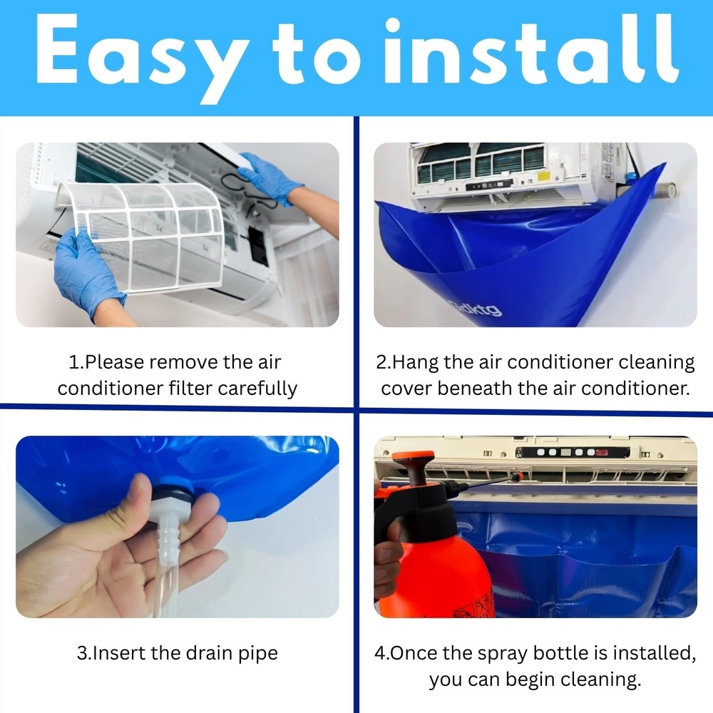 Mini Split Cleaning Kit Bag, 10Pcs Ac Cleaning Kit, Reusable Air Conditioner ...