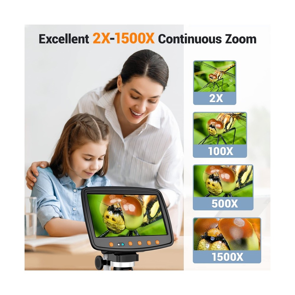 Digital Microscope with 7" LCD Screen,1500X Magnification Soldering Microscop...