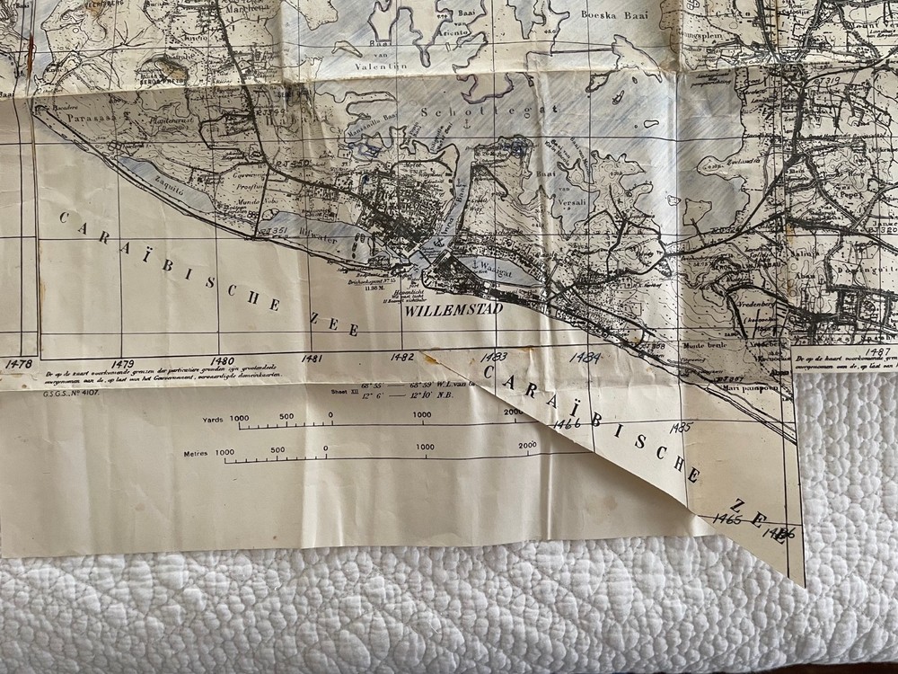 Vintage 1942 US ENGINEERS Force Curacao Map Caribbean #8