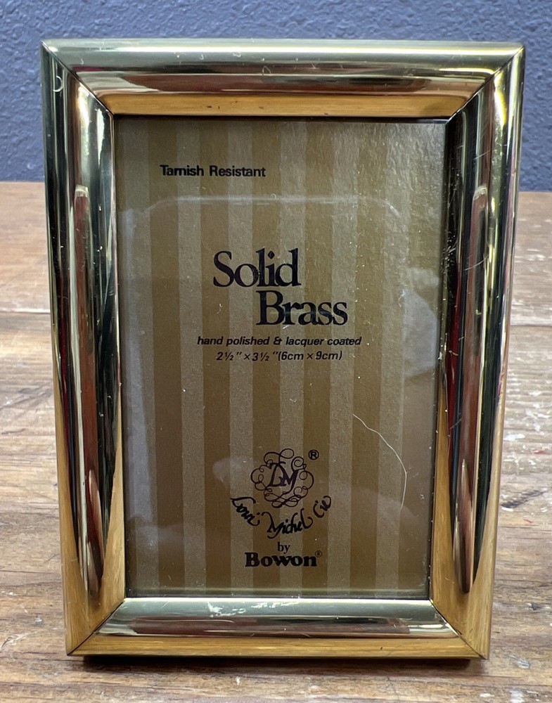 Vintage Solid Brass Lacquer Coated 3.5” x 2.5” Frame by Bowen