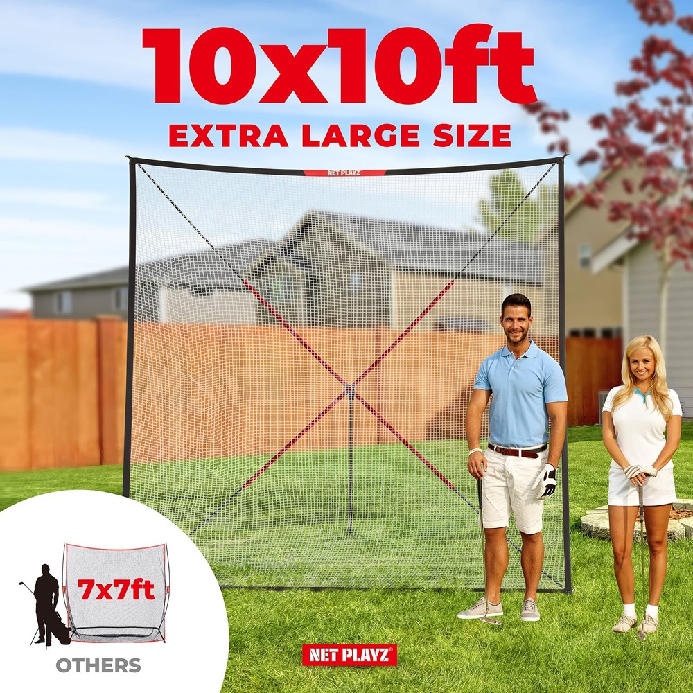 Backyard Golf Practice Net Portable 10' x 10' Hitting Cage for Indoor Use