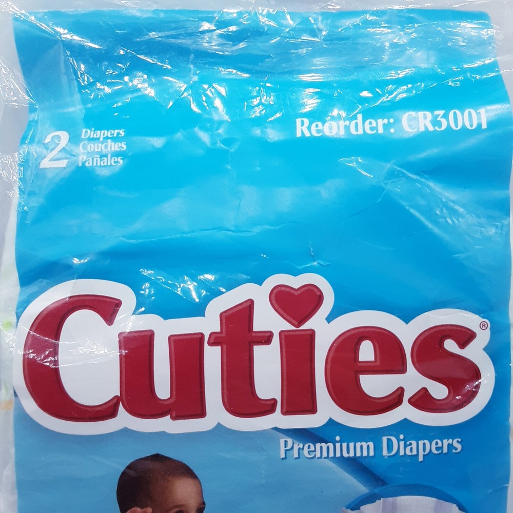 NOS Cuties Size 3 Premium Diaper *SAMPLE* 2 diaper package 7-13lbs