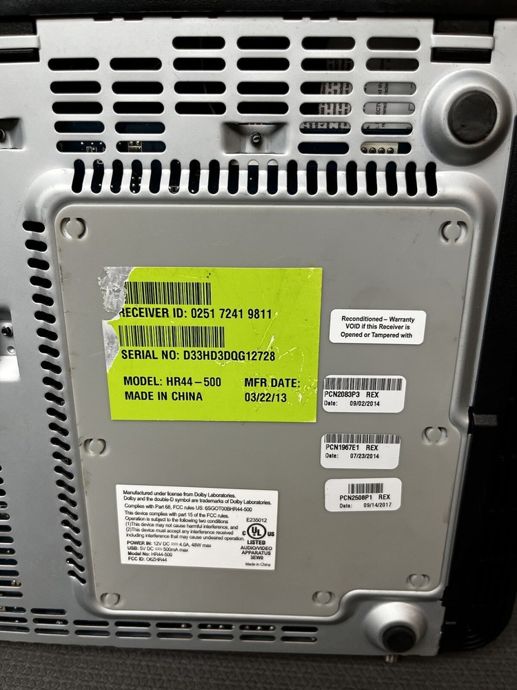 Directv Receiver Box HR44-500, No Power Cord, Powers On, AM11