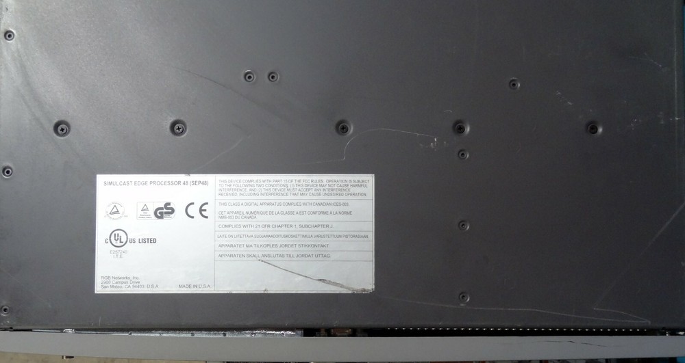 Motorola RGB Networks SEP48 Edge Processor MPEG-2 Decoder 2x RF Cards (No PSU)