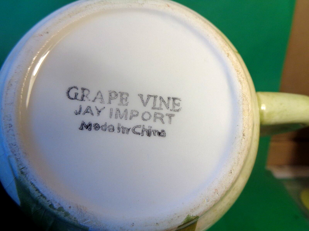 Grape Vine Pattern Ceramic Creamer, 3 7/8" Tall, Jay Imports (Used/EUC)