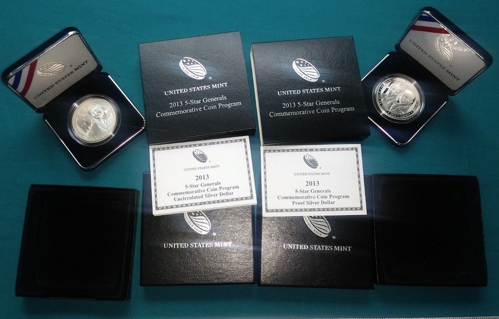 Set of 2-2013 5-Star Generals Comm Coin Program Uncir/PROOF Half Dollar #515