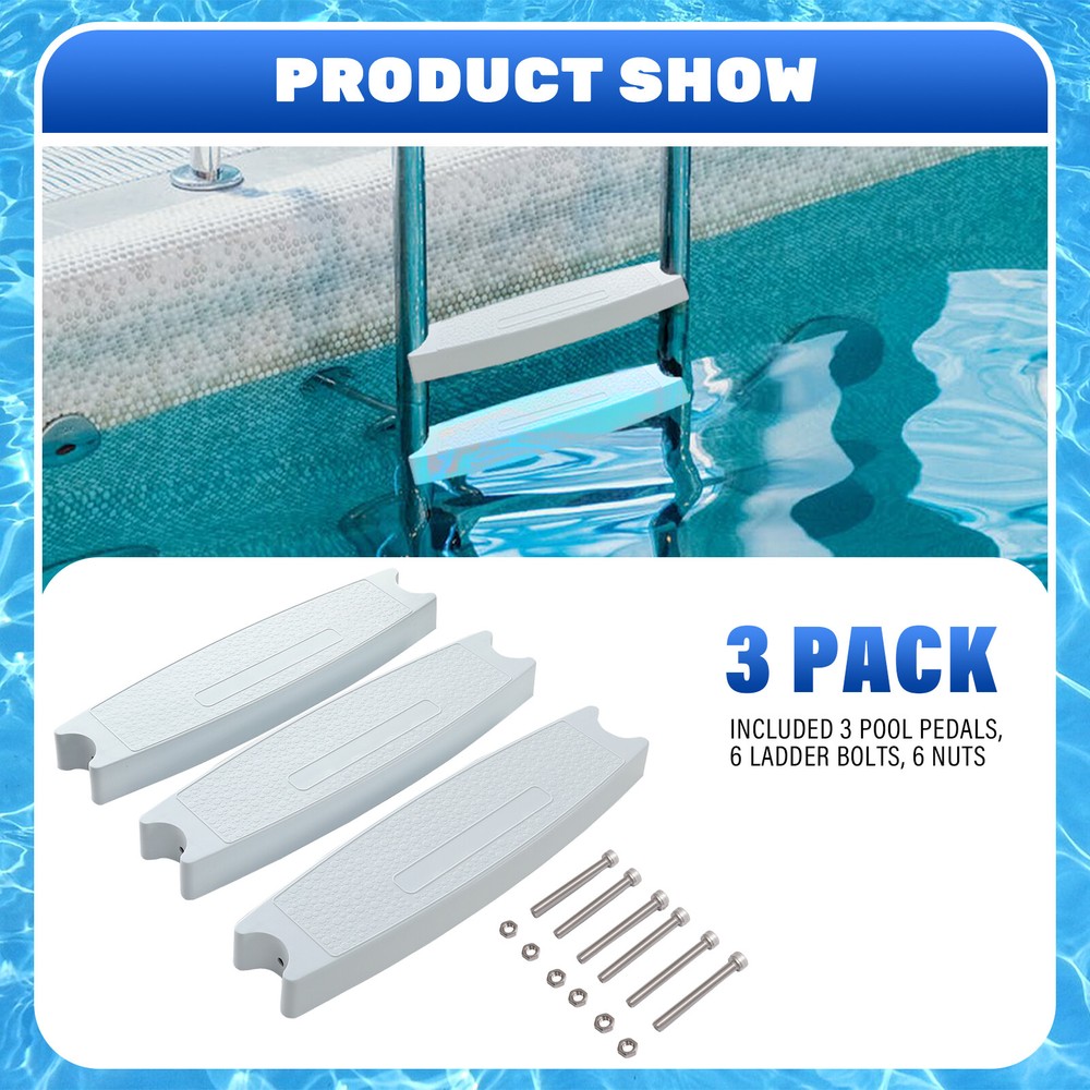 3Pcs Swimming Pool Molded Plastic Replacement Ladder Rung Steps