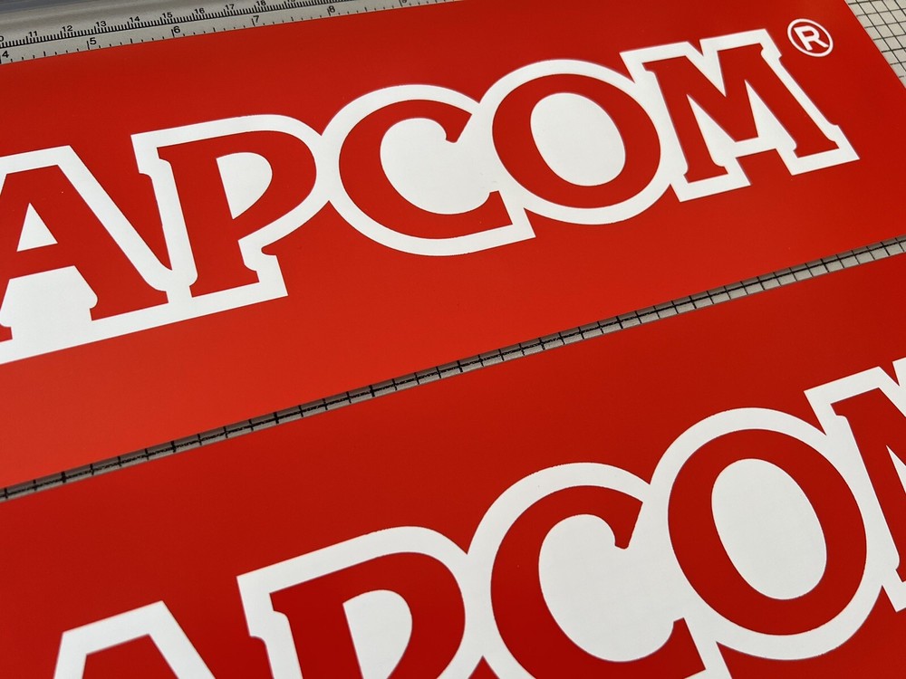 Capcom Red Arcade Side Art Sticker Pair 11.5” x 6.5”