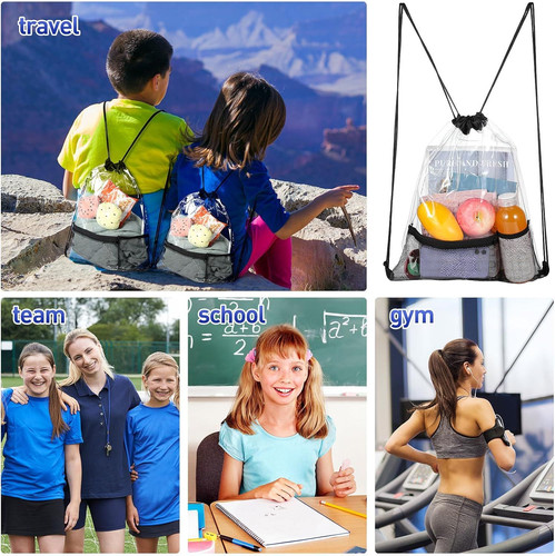 Riakrum 20 Pack Clear Drawstring Bags Bulk Stadium Approved Drawstring...