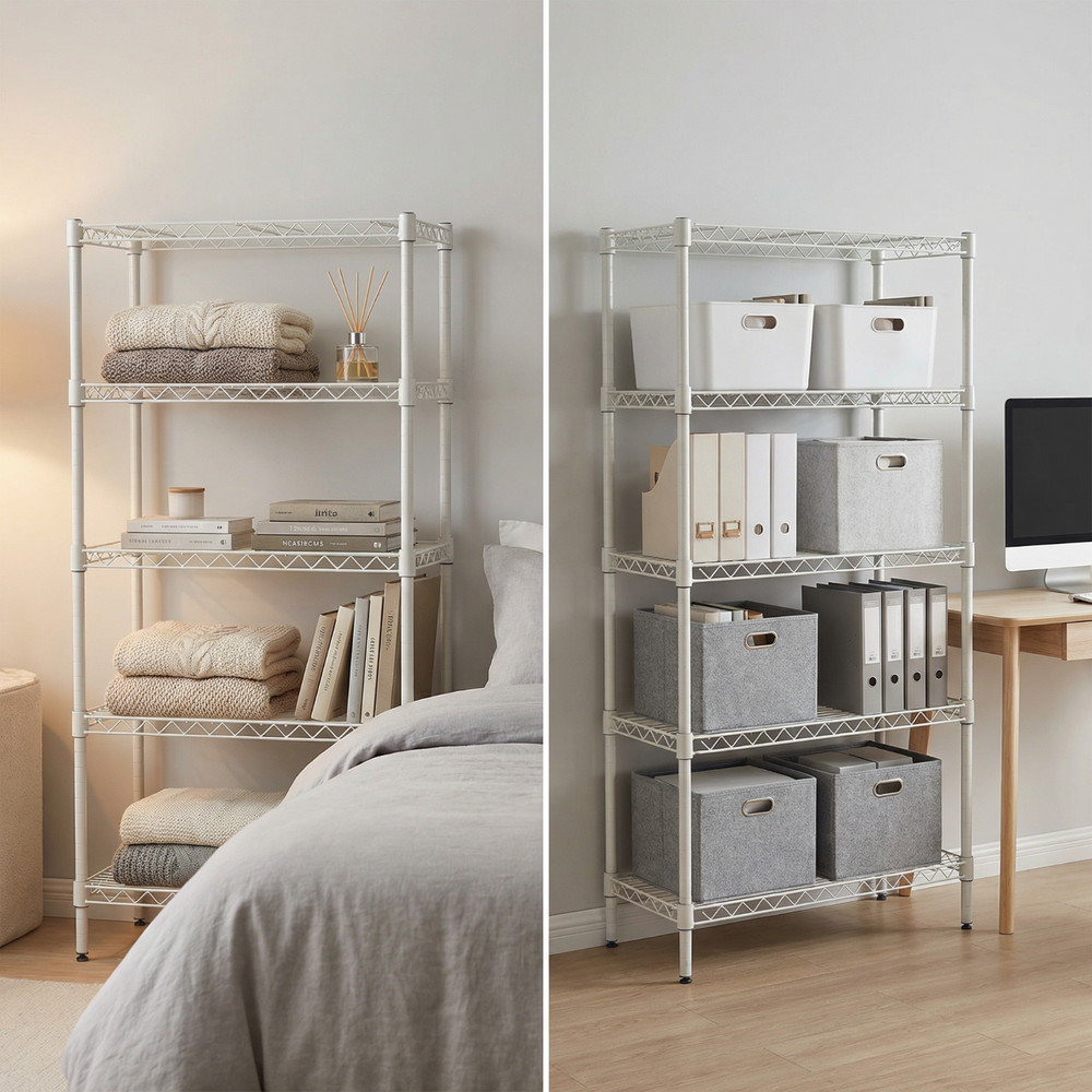 5-Tier Adjustable Heavy-Duty Wire Shelving – Rust-Resistant Storage Rack