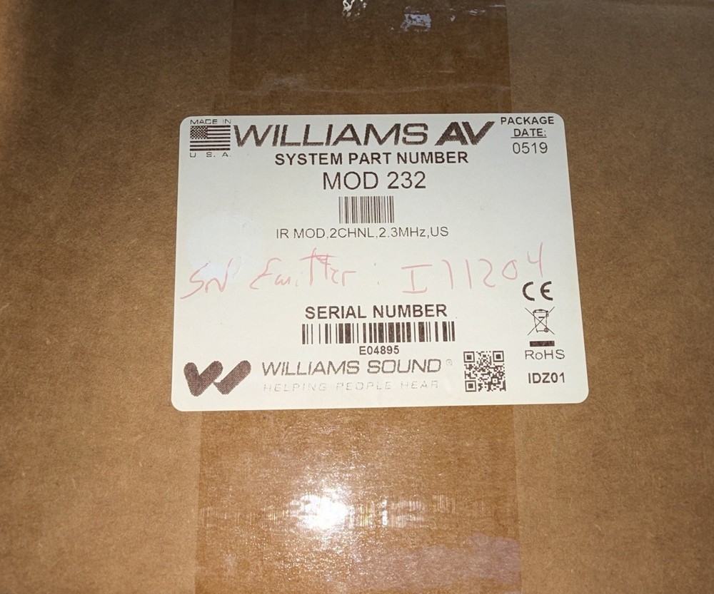 Williams Sound MOD 232 Infrared Modulator Two Channel Microprocessor NEW