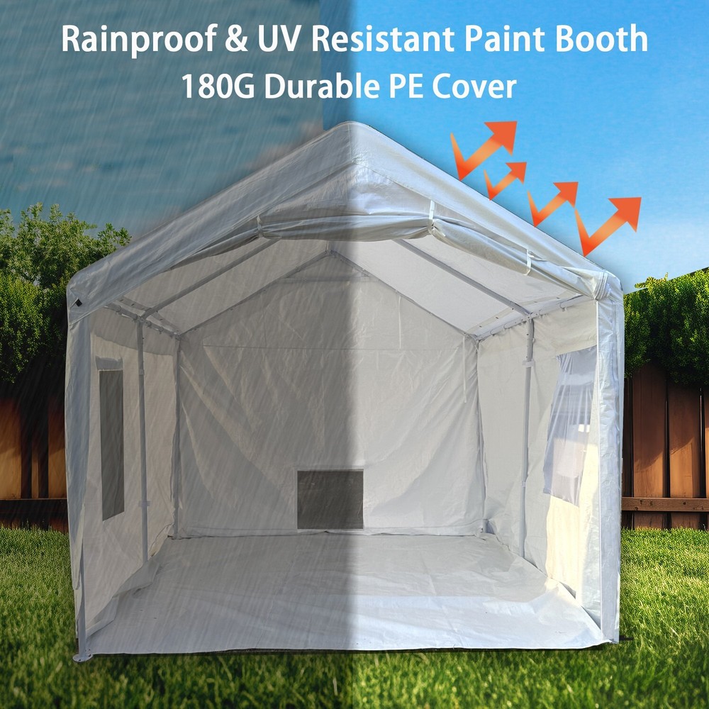 Rainproof Portable Paint Booth 10X10X9FT Spray Booth with Replaceable Floor