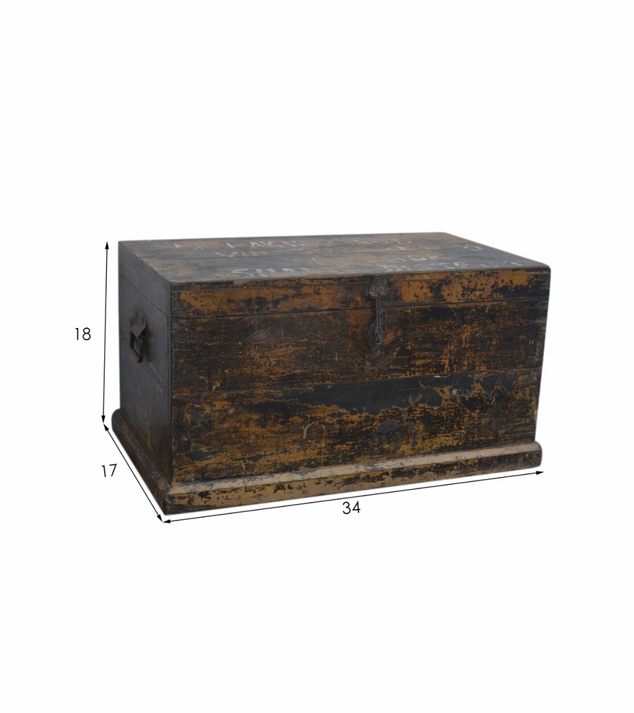 Reclaimed teak storage Trunk with multicolor distressed finish