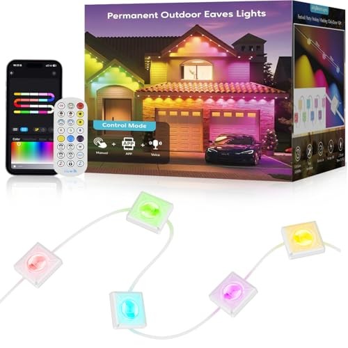Permanent Outdoor Lights RGB+IC LED Lights with Smart APP & Remote 100FT