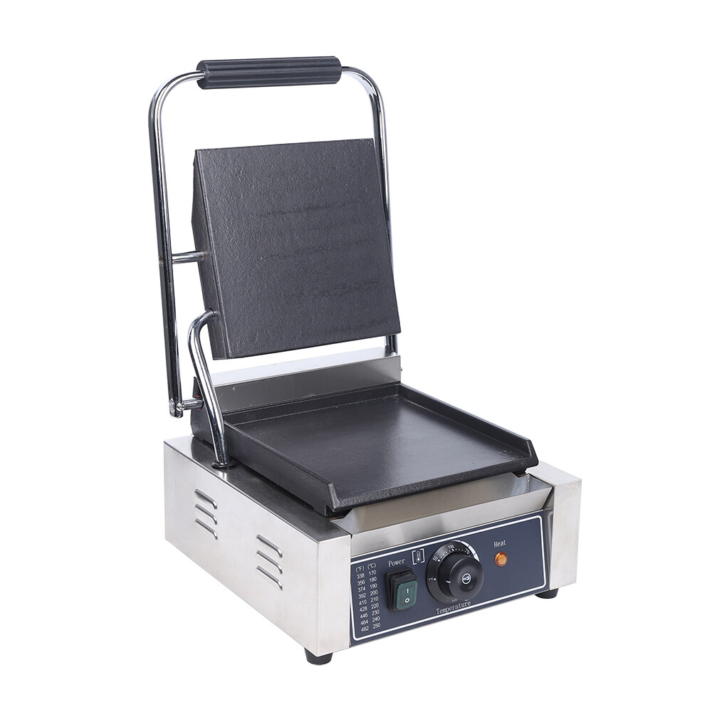 Single Panini Sandwich Press Grill Smooth Flat Surface Restaurant Cafe 1.8KW