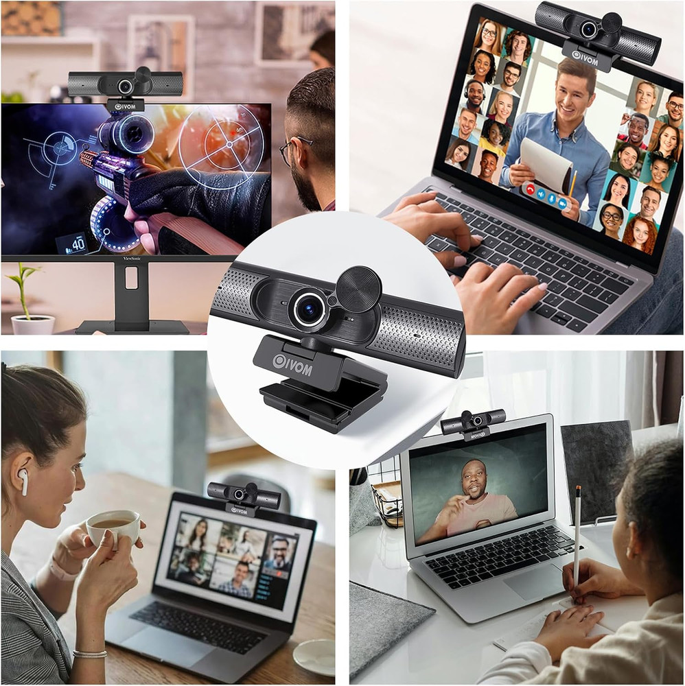Webcam with Microphone and Speaker, 1080P Web Camera for Desktop Computer Laptop
