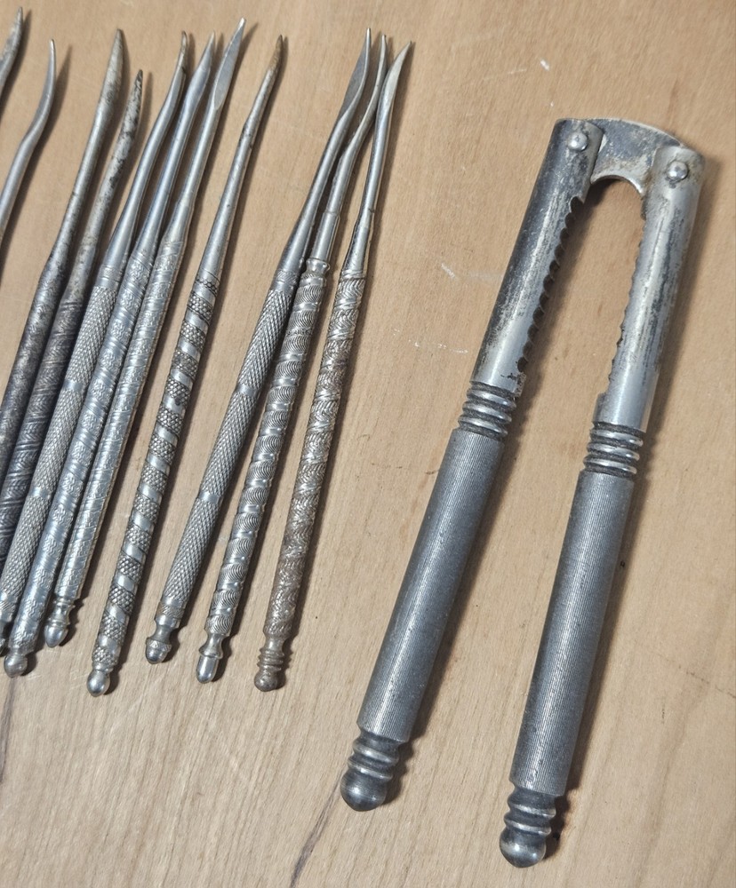 1909 HMQ Stainless Nutcracker And Pick Lot With Extras