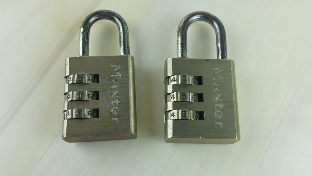 2x Master Padlock 3-Digit Combination Resettable Lock Bronze
