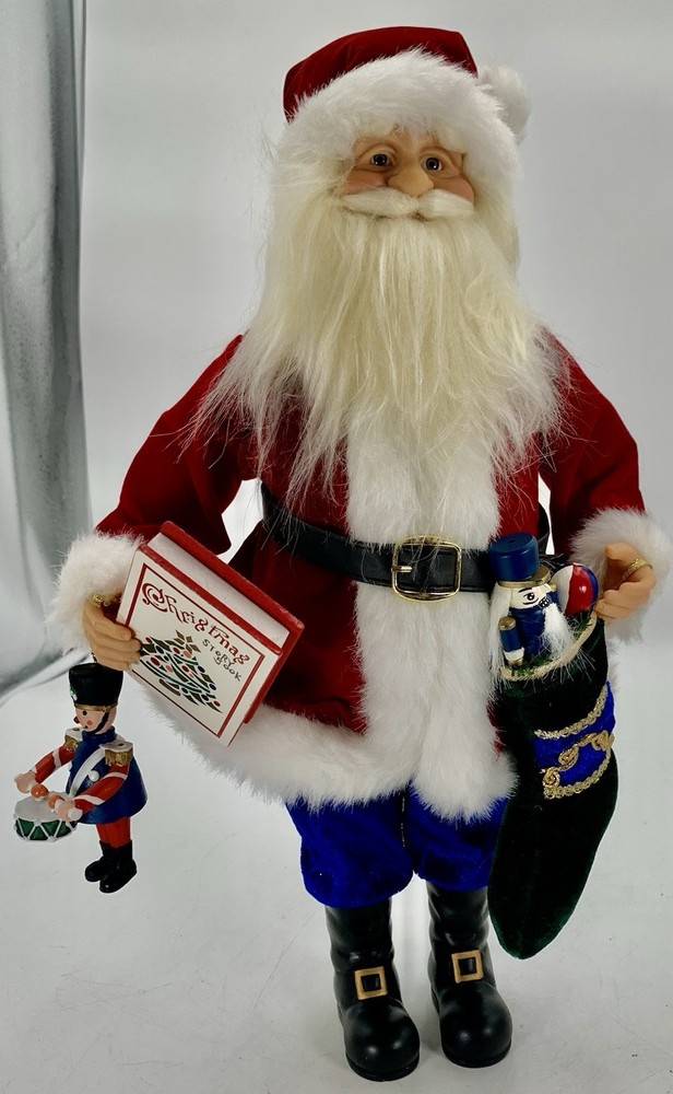 Old World Santa Father Christmas With Stocking & Nutcracker 17”