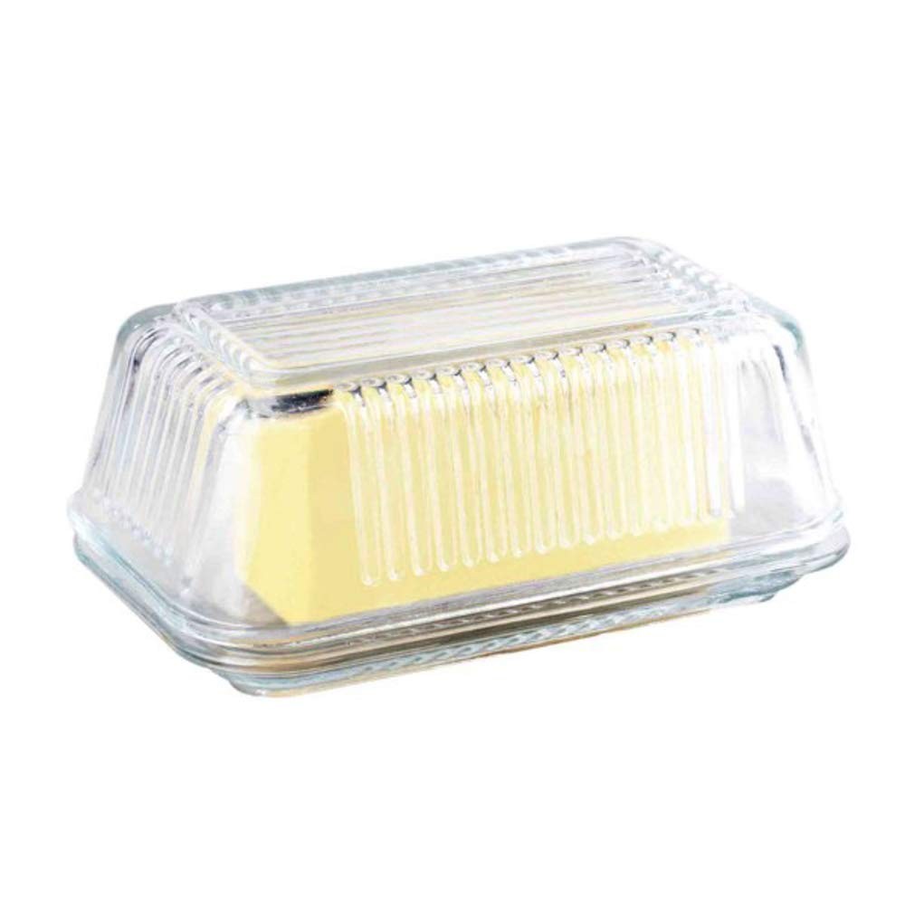 Ribbed Glass Butter Dish