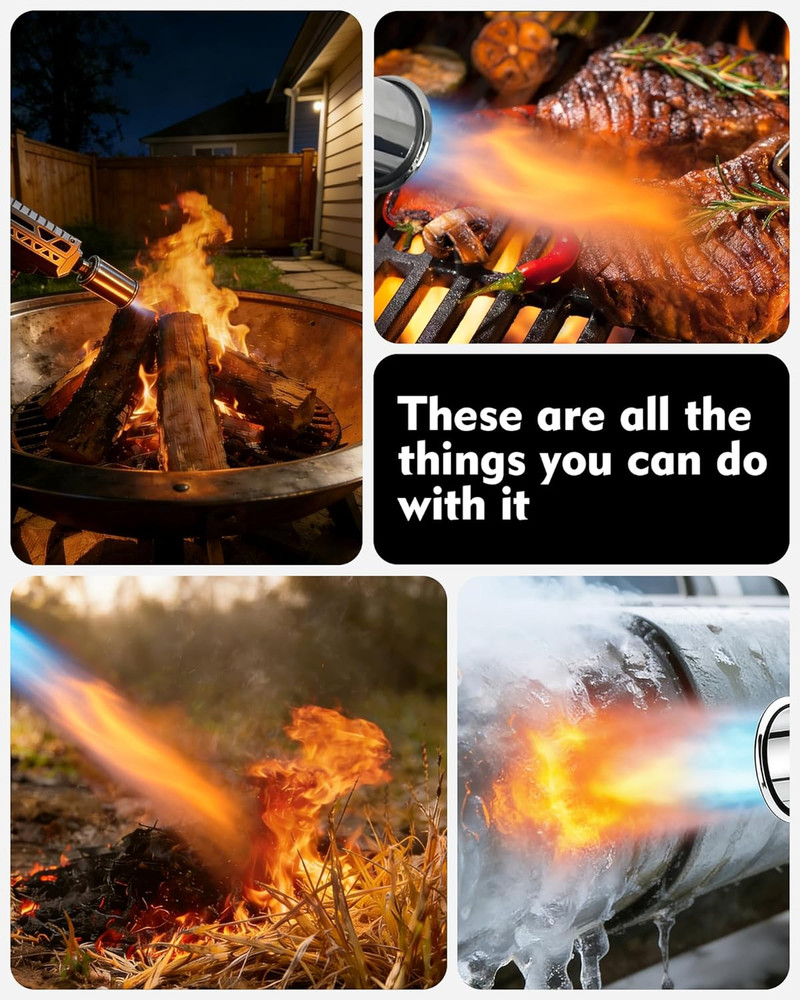 Powerful Propane Torch Gun | Kitchen Culinary Blow Torch with Adjustable Flame |