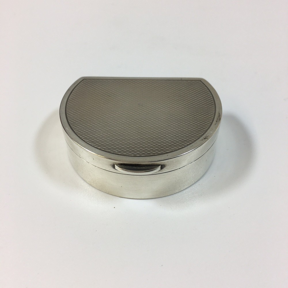 Vintage 1979 A Chick & Sons Solid Sterling Silver D Shaped Pill Trinket Box