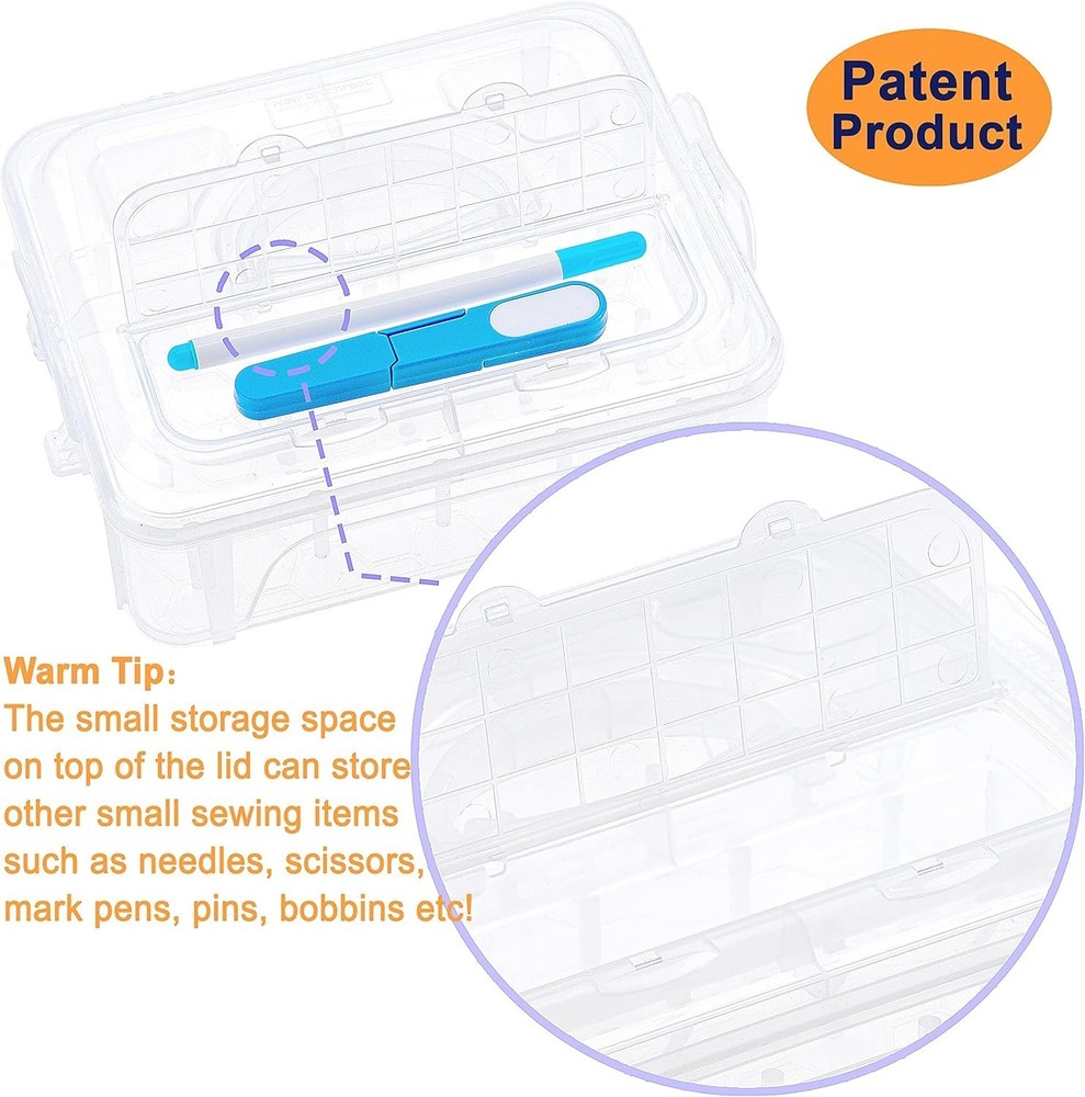 4 Layers Stackable Clear Storage Box/Organizer for Holding 80 Spools Home Emb...