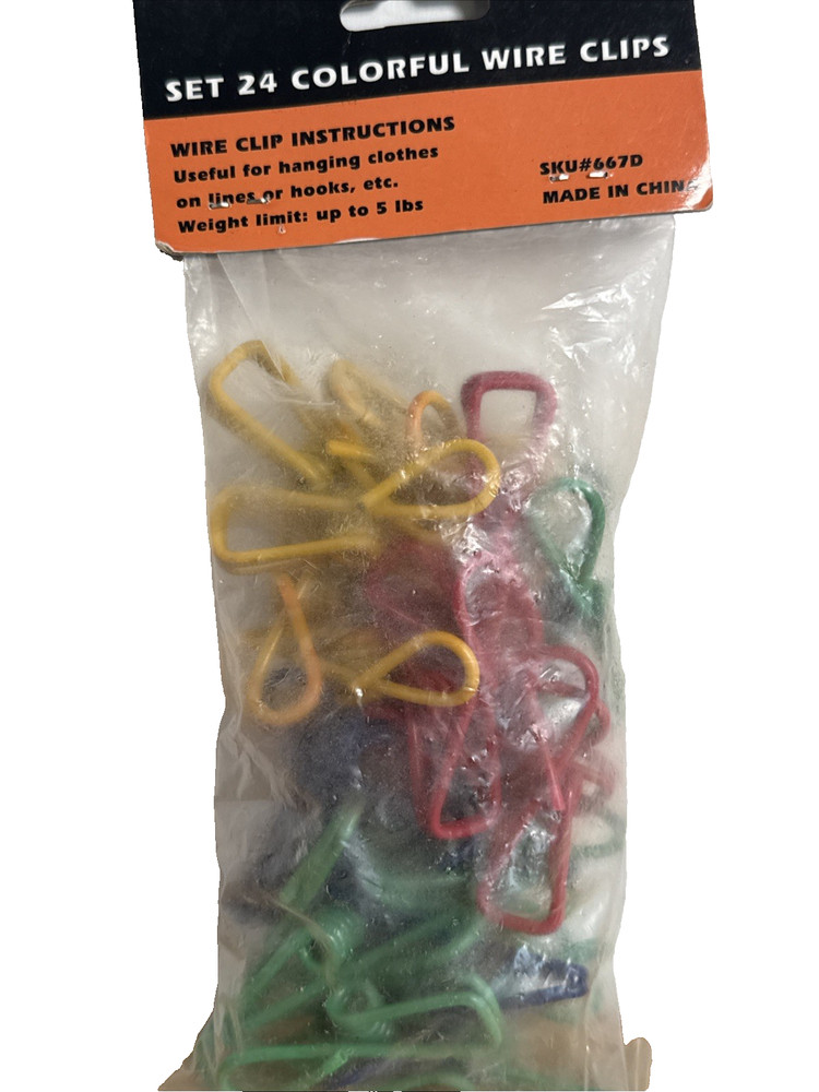 Set 24 Colorful Wire Clips, Binder Clips