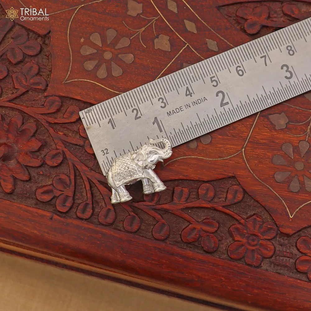 Fully solid 925 Sterling silver Elephant statue/ figurine sculpture art865