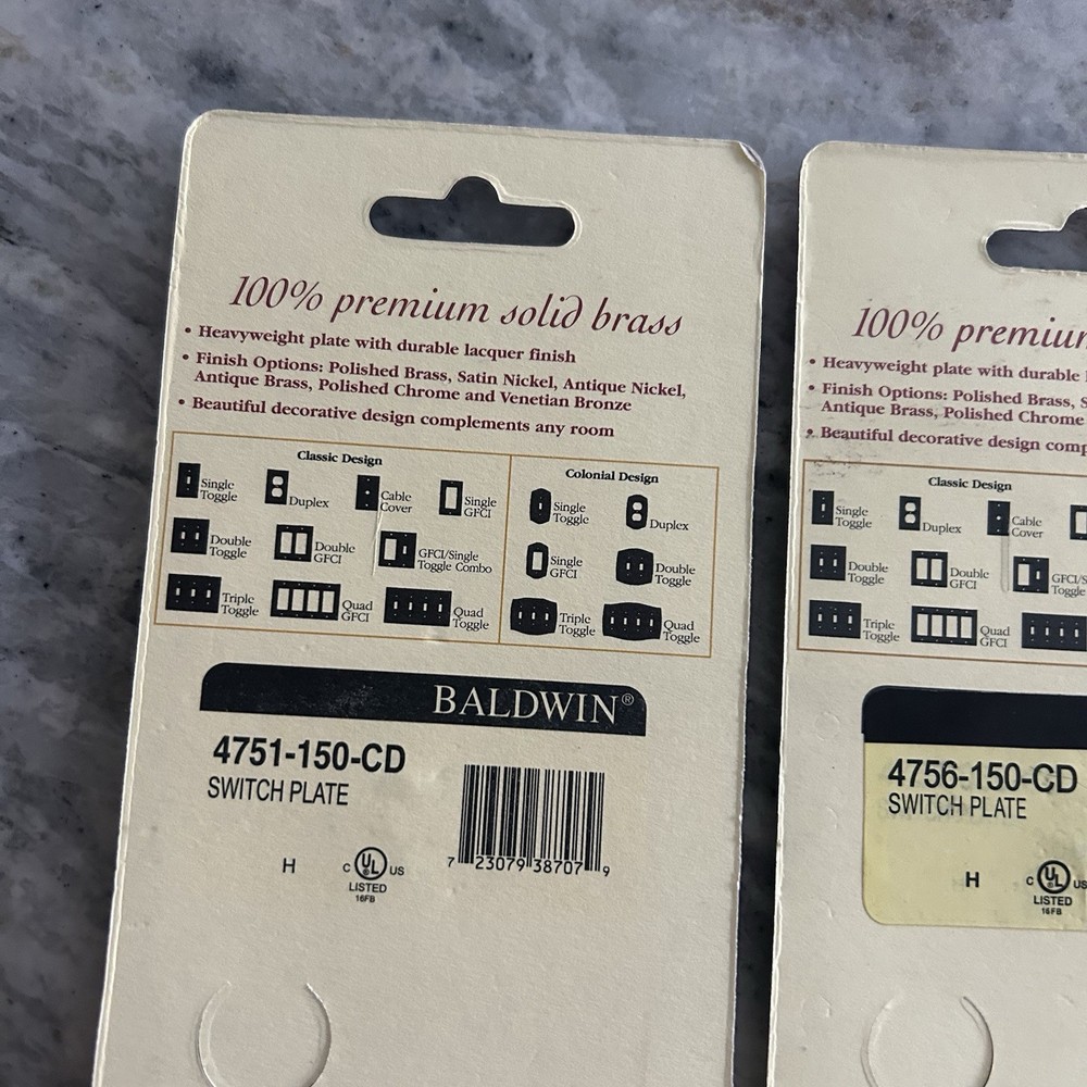 New Baldwin Solid Brass Switch Plates