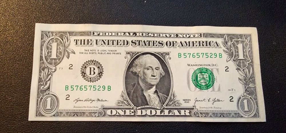 2021 $1 Dollar Bill Misaligned Off Center Cut Error